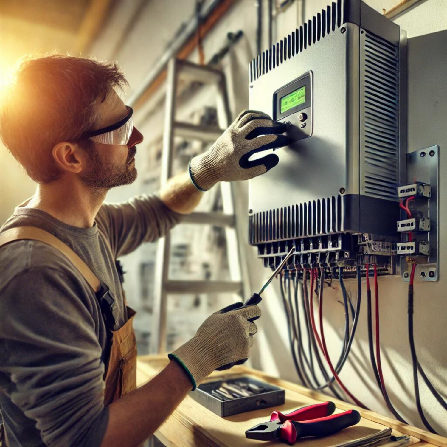 Installation eines generalüberholten Solarwechselrichters durch einen Techniker - Hochwertige, geprüfte Inverter von Inverterhub.